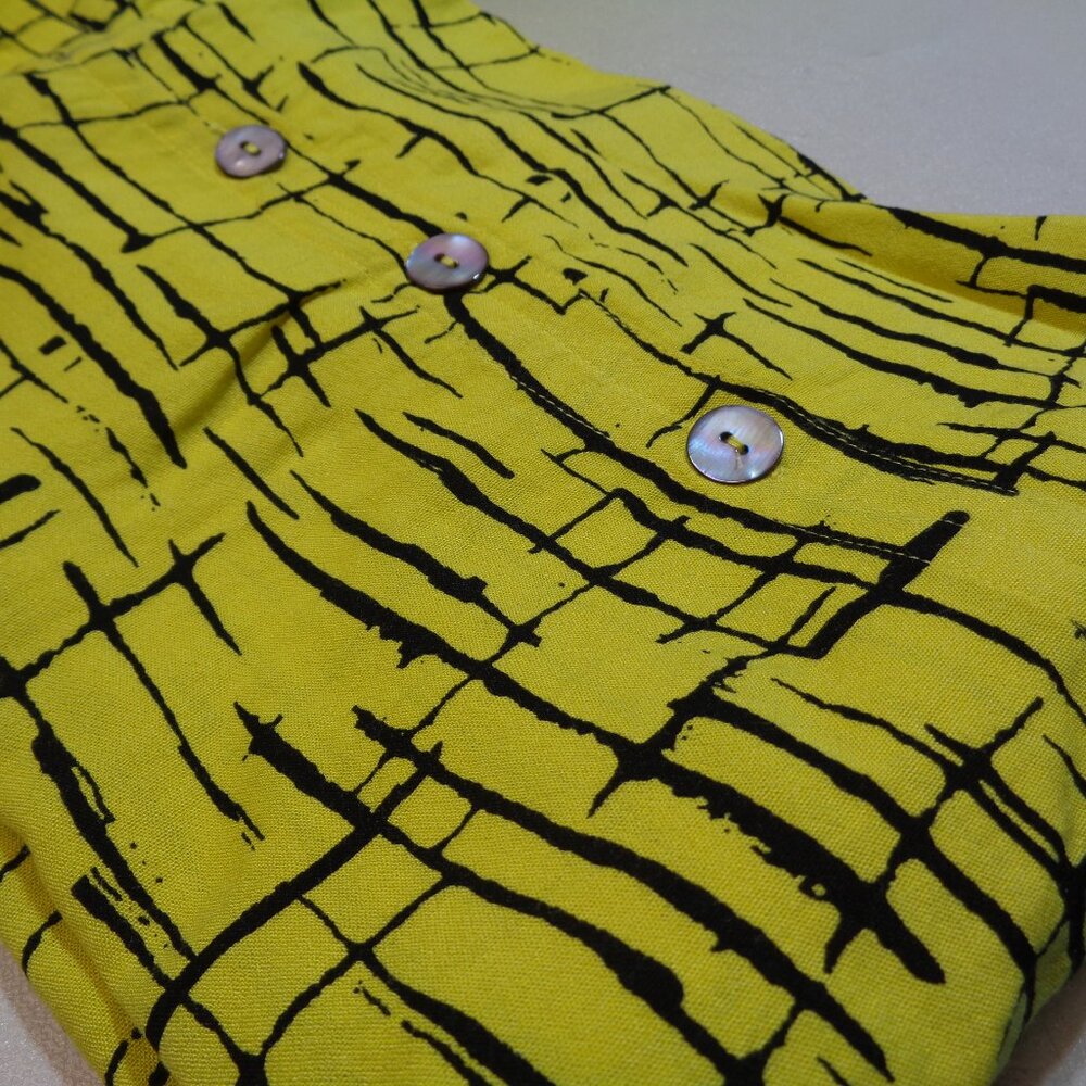 John Mark Yellow Patterned Button Down Blouse, Si… - image 6